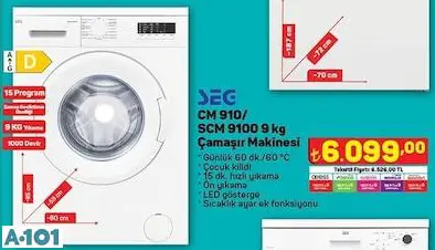 SEG 9 KG ÇAMAŞIR MAKİNESİ SEG 9 KG ÇAMAŞIR MAKİNESİ